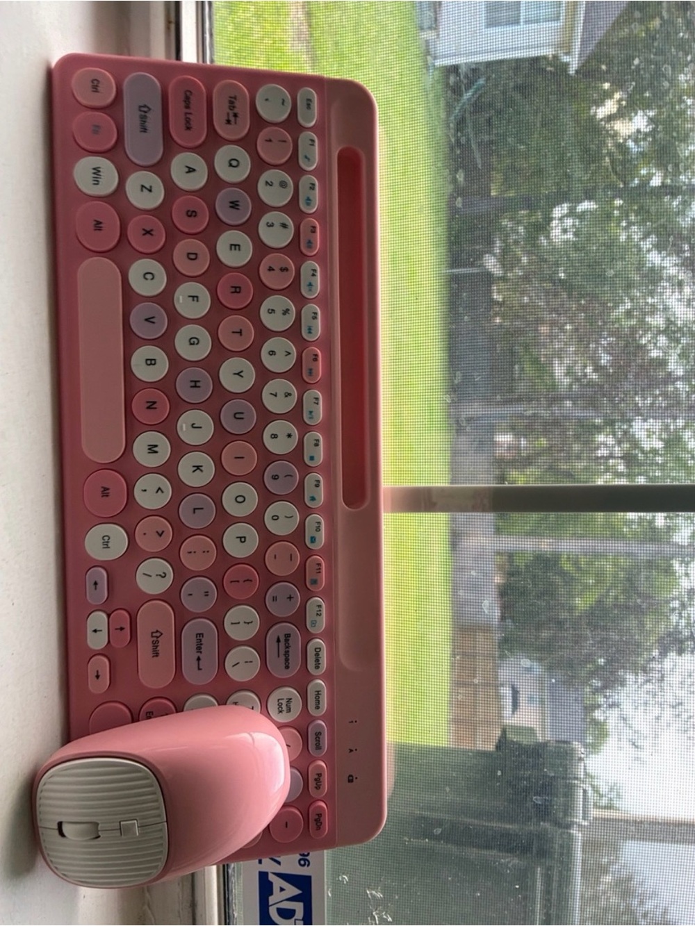 Wireless Pink Keyboard and Mouse Set - Portable Bluetooth Combo